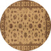 Round Oriental Brown Industrial Rug, urb3136brn