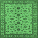 Square Machine Washable Oriental Emerald Green Industrial Area Rugs, wshurb3136emgrn