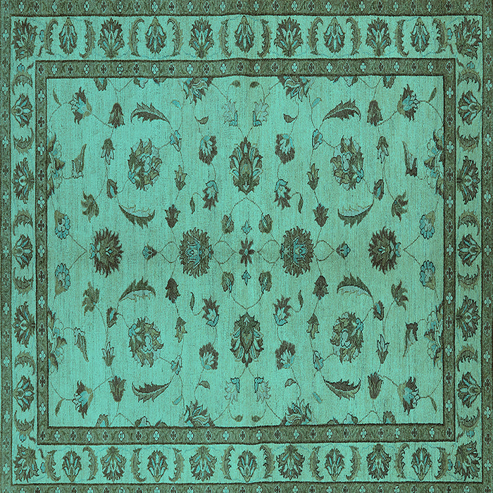 Square Machine Washable Oriental Turquoise Industrial Area Rugs, wshurb3136turq