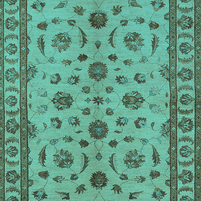Machine Washable Oriental Turquoise Industrial Area Rugs, wshurb3136turq
