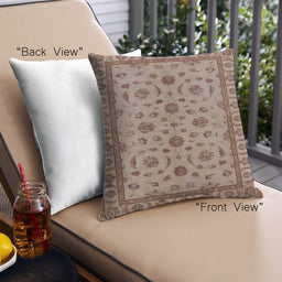 Front View of Mid-Century Modern Urban Square Sienna Brown Throw Pillow, 18 inch by 18 inch, pwurb3136