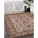 Mid-Century Modern Sienna Brown Oriental Rug in Family Room, urb3136