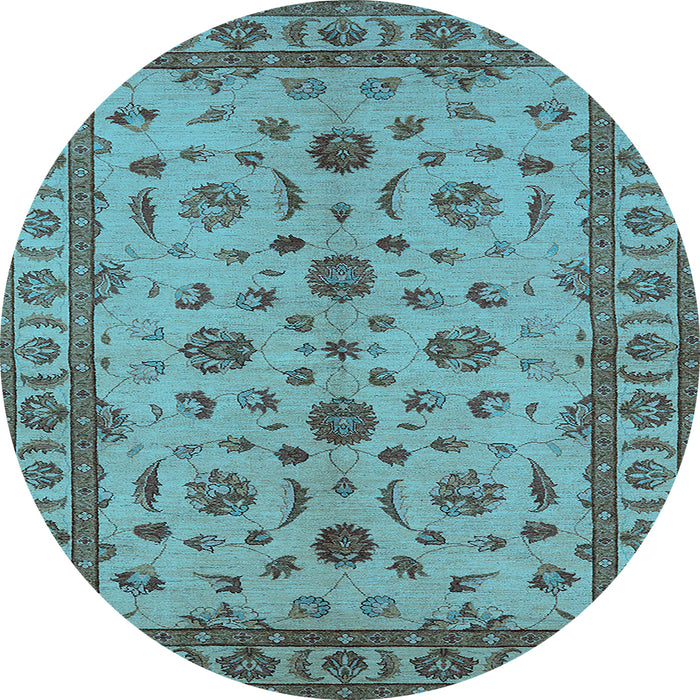 Round Oriental Light Blue Industrial Rug, urb3136lblu