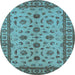 Round Oriental Light Blue Industrial Rug, urb3136lblu