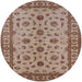 Round Mid-Century Modern Sienna Brown Oriental Rug, urb3136