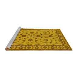 Sideview of Machine Washable Oriental Yellow Industrial Rug, wshurb3136yw