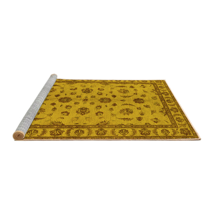 Sideview of Machine Washable Oriental Yellow Industrial Rug, wshurb3136yw