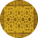 Round Oriental Yellow Industrial Rug, urb3136yw