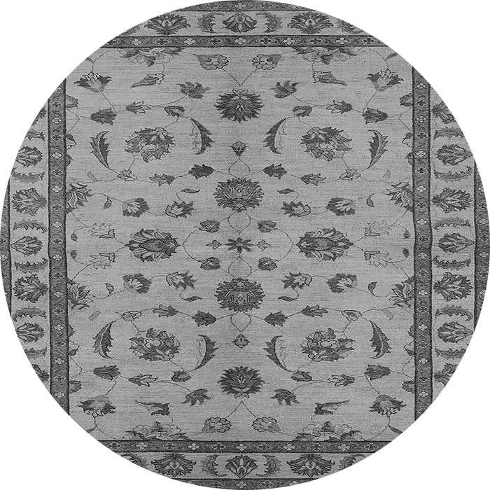 Round Machine Washable Oriental Gray Industrial Rug, wshurb3136gry