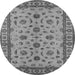 Round Machine Washable Oriental Gray Industrial Rug, wshurb3136gry