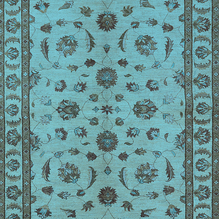 Machine Washable Oriental Light Blue Industrial Rug, wshurb3136lblu
