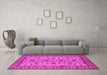 Machine Washable Oriental Pink Industrial Rug in a Living Room, wshurb3136pnk