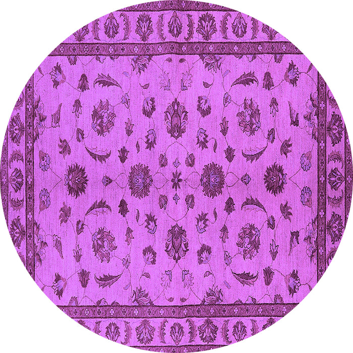 Round Machine Washable Oriental Purple Industrial Area Rugs, wshurb3136pur