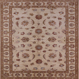 Square Mid-Century Modern Sienna Brown Oriental Rug, urb3136