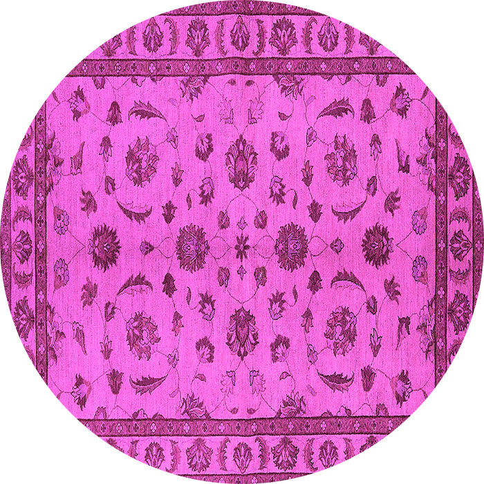 Round Machine Washable Oriental Pink Industrial Rug, wshurb3136pnk