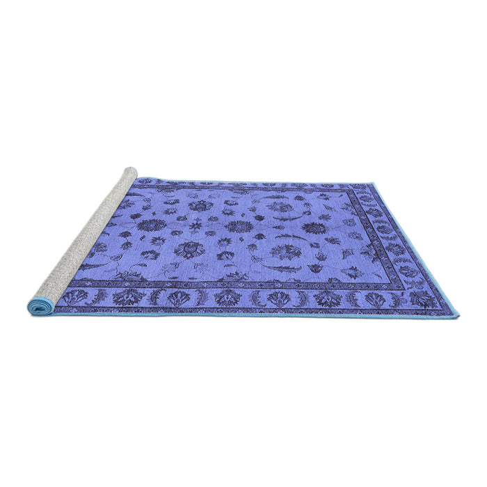 Sideview of Machine Washable Oriental Blue Industrial Rug, wshurb3136blu