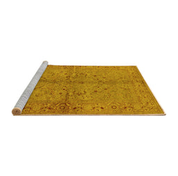Sideview of Machine Washable Oriental Yellow Industrial Rug, wshurb3137yw