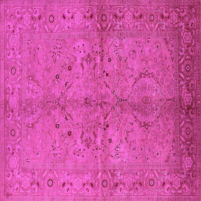 Square Machine Washable Oriental Pink Industrial Rug, wshurb3137pnk