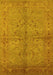 Machine Washable Oriental Yellow Industrial Rug, wshurb3137yw