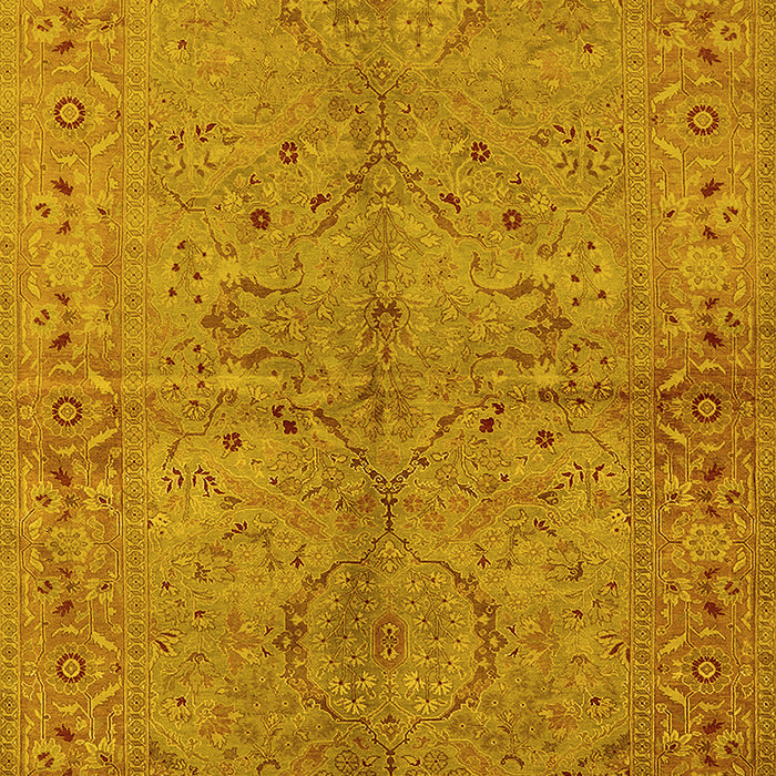 Machine Washable Oriental Yellow Industrial Rug, wshurb3137yw
