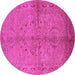 Round Oriental Pink Industrial Rug, urb3137pnk