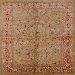 Square Mid-Century Modern Brown Oriental Rug, urb3137