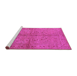 Sideview of Machine Washable Oriental Pink Industrial Rug, wshurb3137pnk