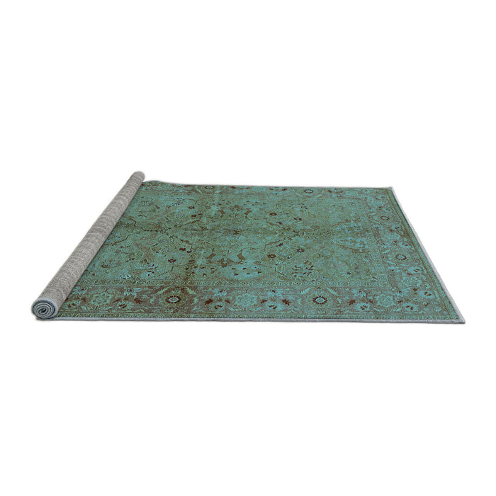 Sideview of Machine Washable Oriental Light Blue Industrial Rug, wshurb3137lblu