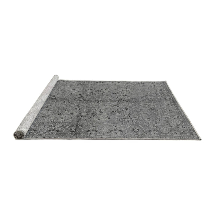Sideview of Machine Washable Oriental Gray Industrial Rug, wshurb3137gry