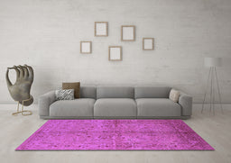 Machine Washable Oriental Purple Industrial Area Rugs in a Living Room, wshurb3137pur