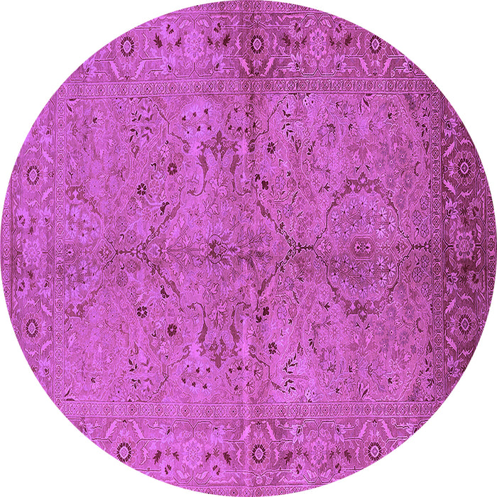 Round Machine Washable Oriental Purple Industrial Area Rugs, wshurb3137pur