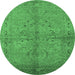 Round Oriental Emerald Green Industrial Rug, urb3137emgrn