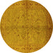 Round Oriental Yellow Industrial Rug, urb3137yw