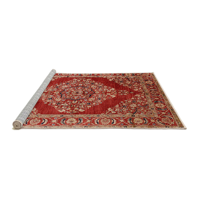 Sideview of Machine Washable Industrial Modern Red Rug, wshurb3138