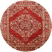 Round Mid-Century Modern Red Oriental Rug, urb3138