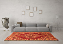 Machine Washable Oriental Orange Industrial Area Rugs in a Living Room, wshurb3138org