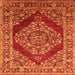 Square Machine Washable Oriental Orange Industrial Area Rugs, wshurb3138org