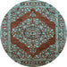 Round Oriental Light Blue Industrial Rug, urb3138lblu