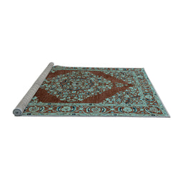 Sideview of Machine Washable Oriental Light Blue Industrial Rug, wshurb3138lblu