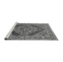 Sideview of Machine Washable Oriental Gray Industrial Rug, wshurb3138gry