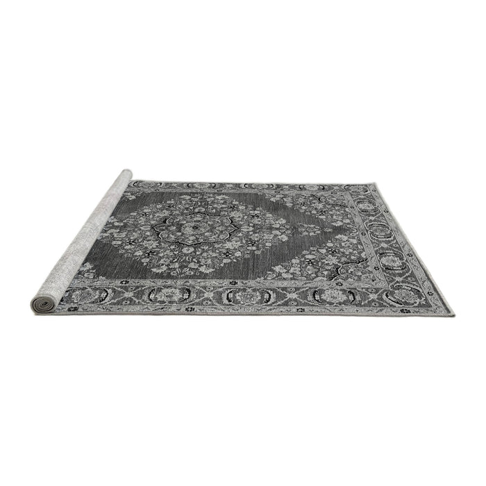 Sideview of Machine Washable Oriental Gray Industrial Rug, wshurb3138gry