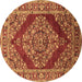 Round Machine Washable Oriental Brown Industrial Rug, wshurb3138brn