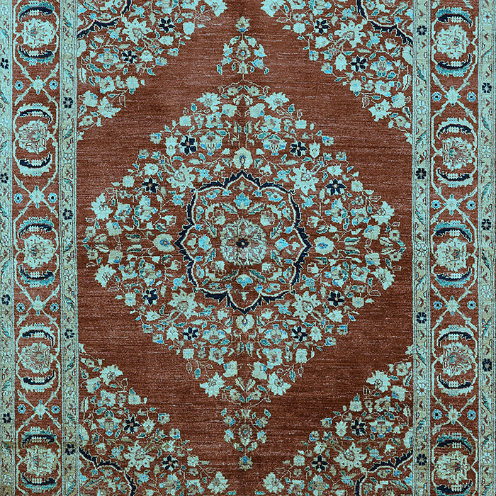 Machine Washable Oriental Light Blue Industrial Rug, wshurb3138lblu