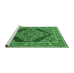 Sideview of Machine Washable Oriental Emerald Green Industrial Area Rugs, wshurb3138emgrn