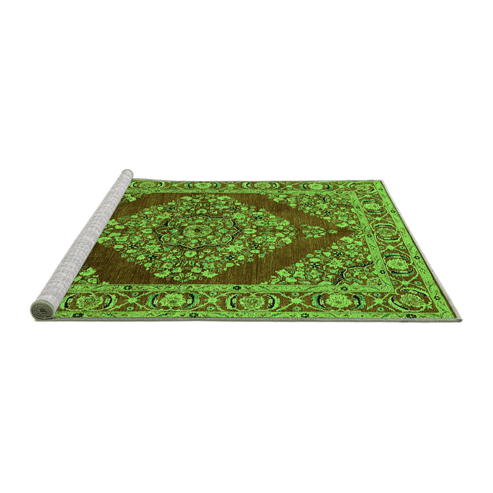 Sideview of Machine Washable Oriental Green Industrial Area Rugs, wshurb3138grn