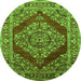 Round Oriental Green Industrial Rug, urb3138grn