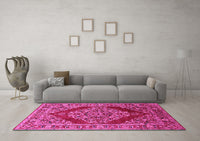 Machine Washable Oriental Pink Industrial Rug, wshurb3138pnk