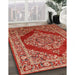 Mid-Century Modern Red Oriental Rug in Family Room, urb3138