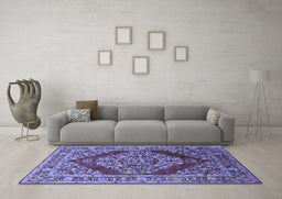 Machine Washable Oriental Blue Industrial Rug in a Living Room, wshurb3138blu