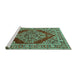 Sideview of Machine Washable Oriental Turquoise Industrial Area Rugs, wshurb3138turq